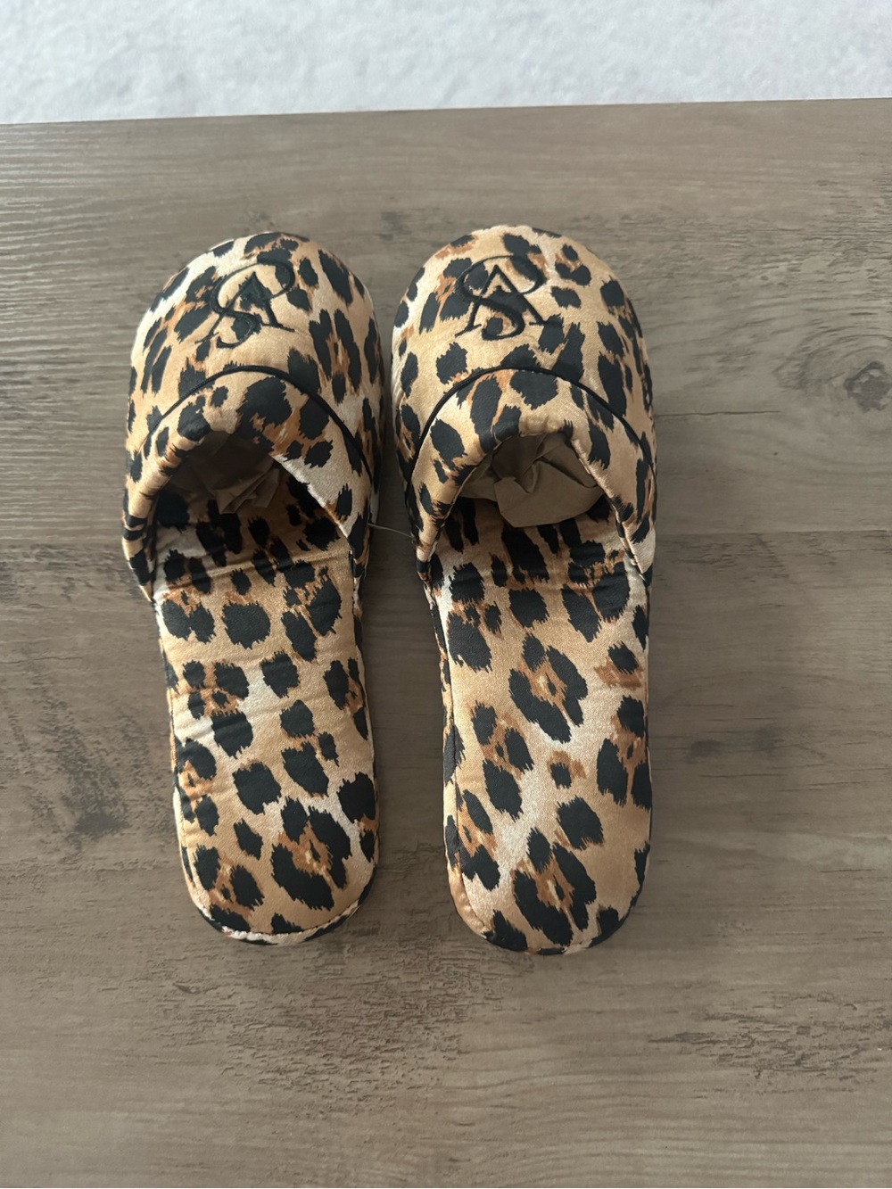 Victoria Secret Leopard Print Slide Slippers - Black & Tan